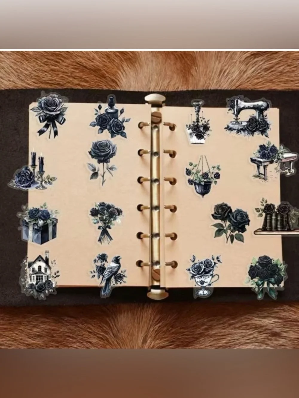 Gothic Black Rose PET Stickers Set of 20 Waterproof Journal Scrapbook Decor 🗝️